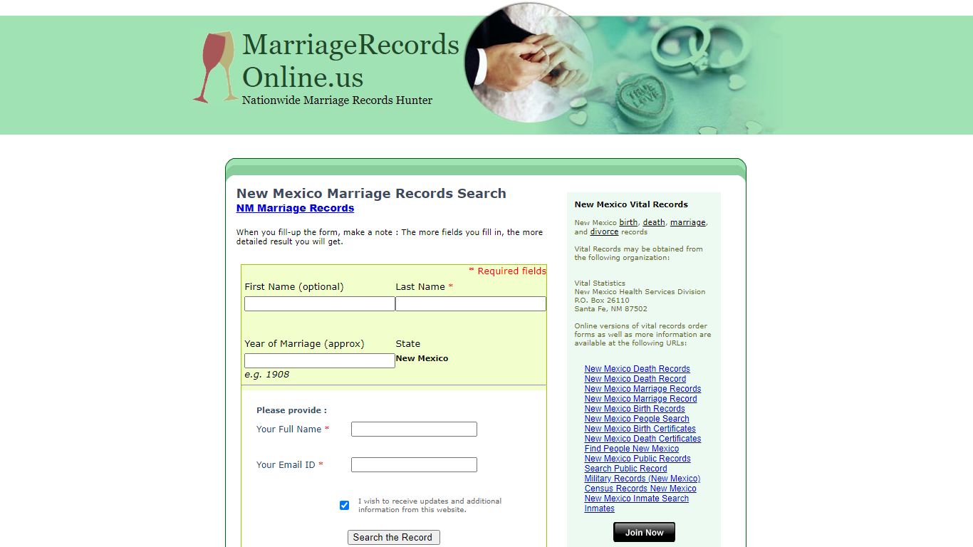 New Mexico Marriage Records Search